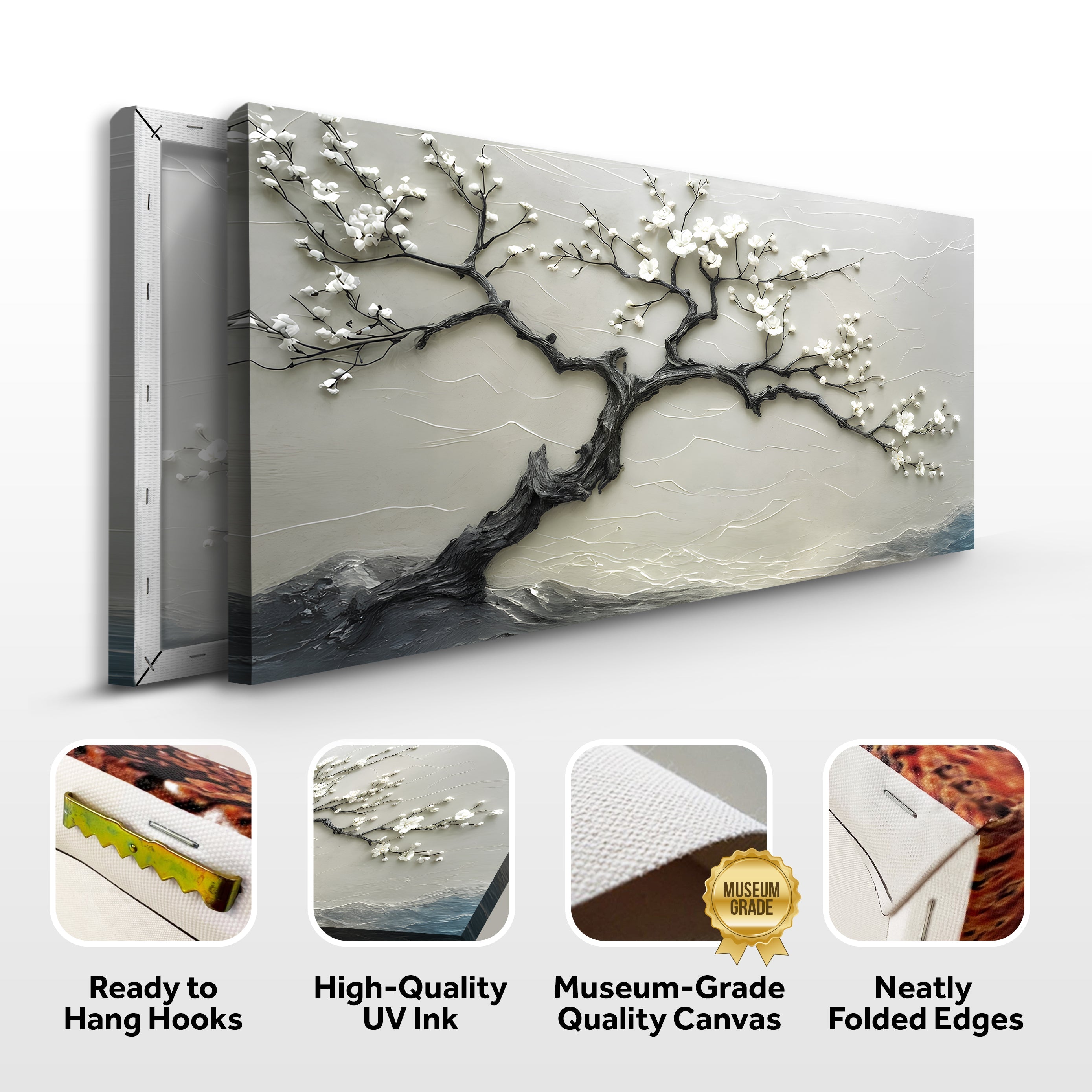 Silent Blossom Wall Art on canvas by Tailored Canvases featuring a delicate floral design in soft, muted tones.