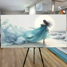 Abstract ocean-inspired wall art on canvas featuring swirling wind patterns, created by Tailored Canvases.