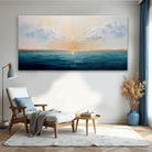 Abstract waterscape canvas wall art featuring flowing blue and green hues, created by Tailored Canvases for modern home decor.