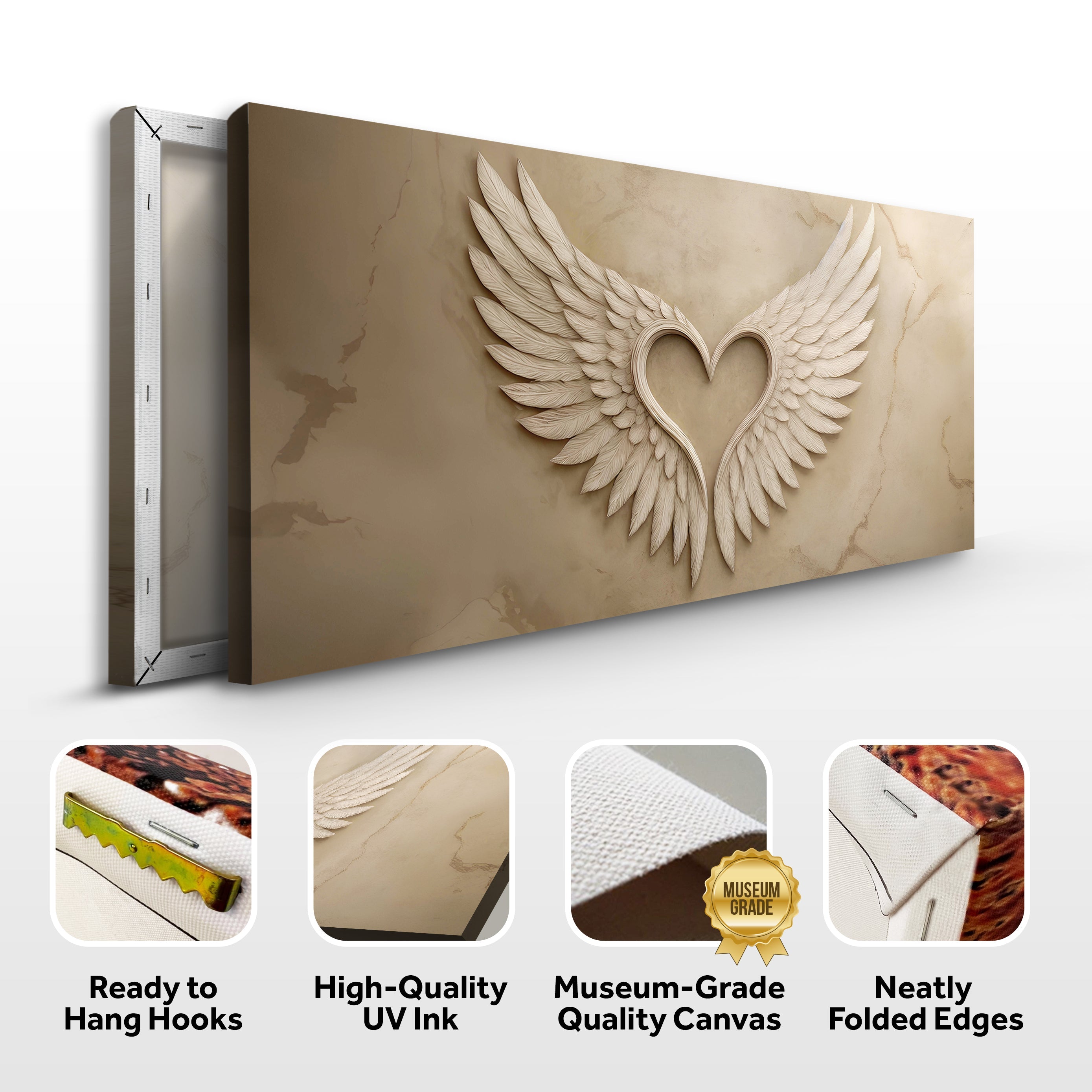Abstract wall art canvas titled Wings Of Love by Tailored Canvases featuring vibrant, expressive wing design on textured canvas surface.