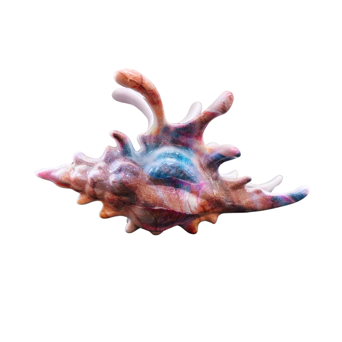 Velvet Claws realistic conch shell hair clip in vibrant mermaid colors, designed by The Bullish Store.