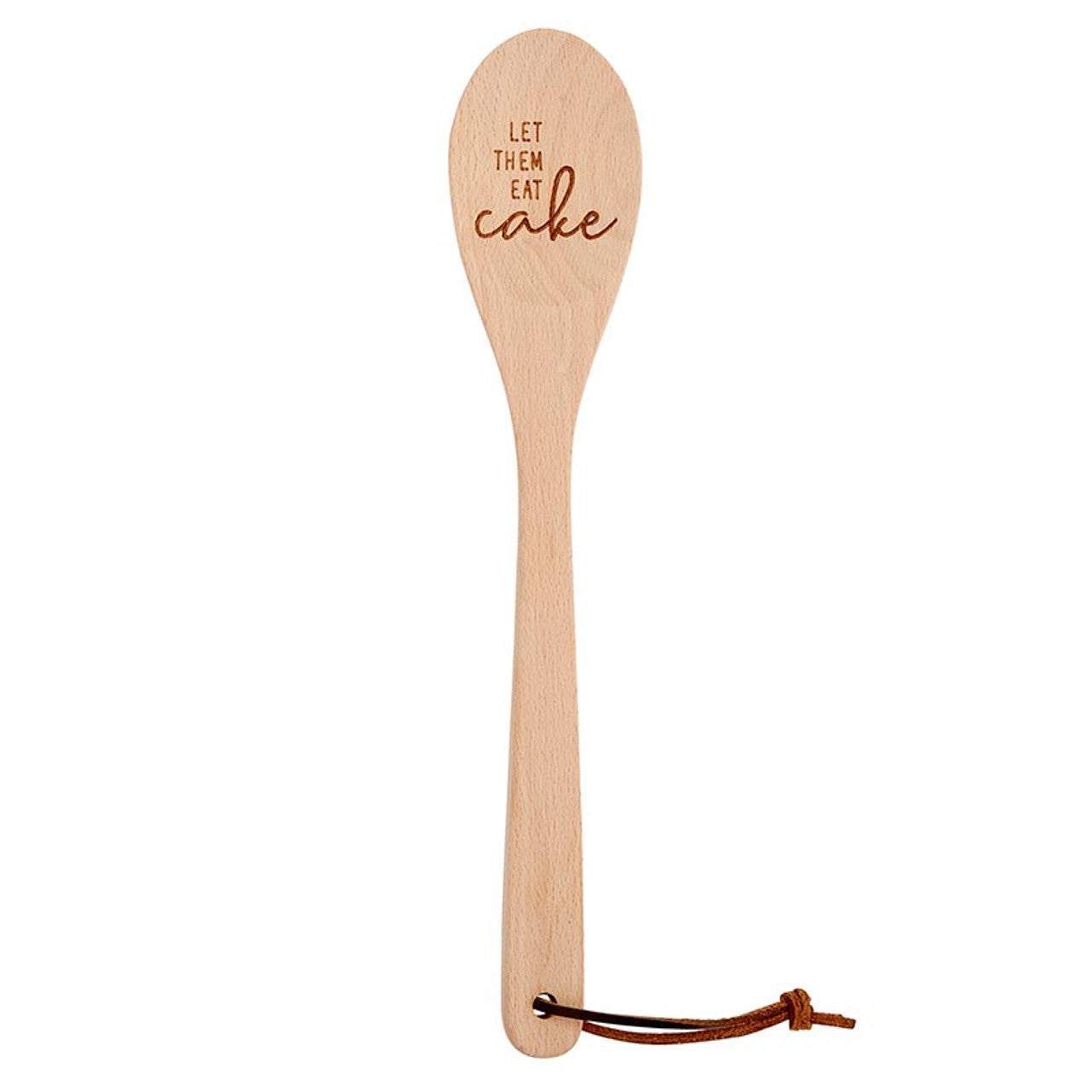 Marie Antoinette inspired wooden cooking spoon from The Bullish Store displayed in a muslin gift bag, featuring cute sayings.