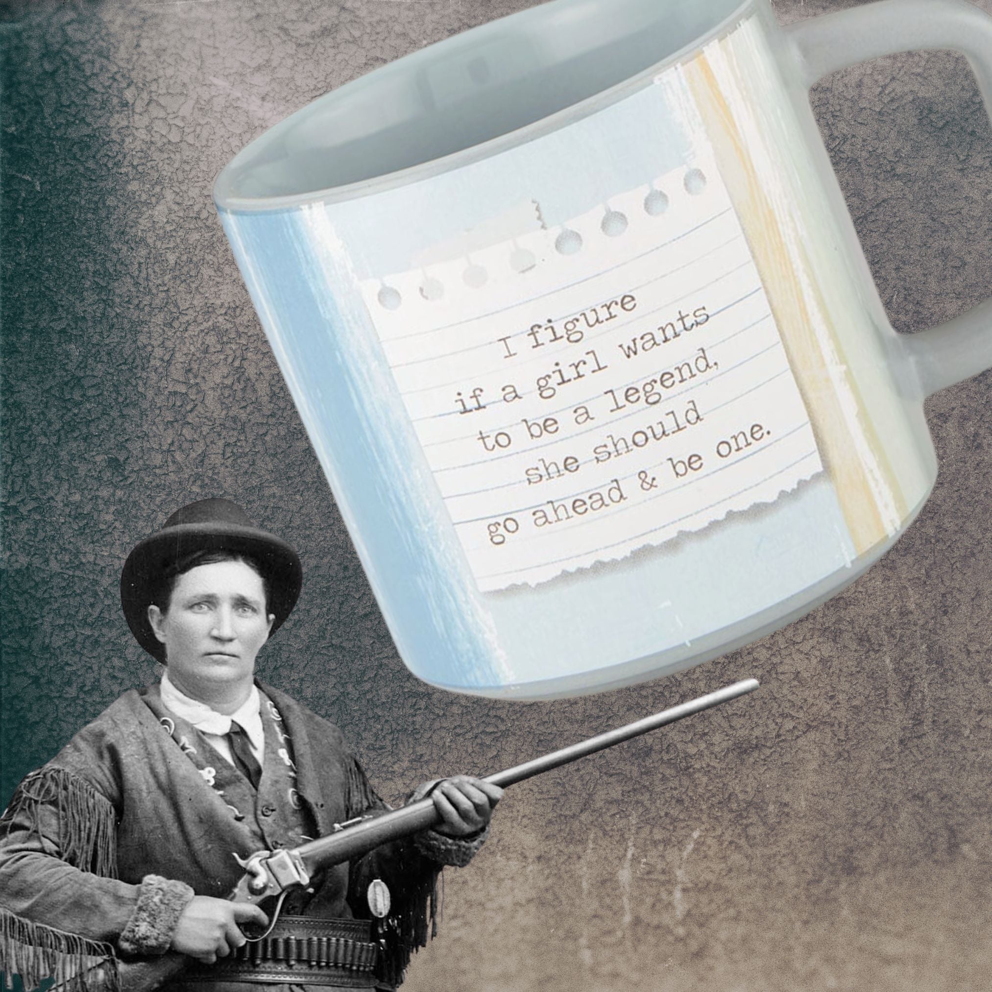 Calamity Jane coffee mug by The Bullish Store, 14oz stoneware tea and coffee cup with legend quote and Western design.