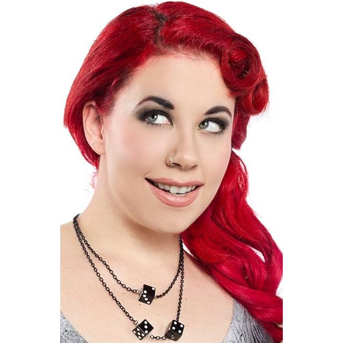 Black and white dice double chain necklace by Sourpuss, featuring a bold, vintage-inspired jewelry design.