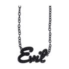 Sourpuss Evil pendant necklace with black rhinestones, Gothic statement jewelry, featuring a dark, edgy design.