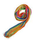Shimmer mesh rainbow stripe Pride scarf wrap by The Bullish Store, unisex summer shawl with vibrant LGBTQ pride colors.