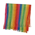 Shimmer mesh rainbow stripe pride scarf wrap, unisex summer shawl with vibrant colors and lightweight design for LGBTQ pride.