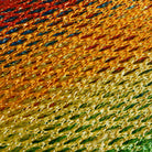 Shimmer mesh rainbow stripe pride scarf wrap by The Bullish Store, unisex summer LGBTQ shawl with vibrant rainbow colors.