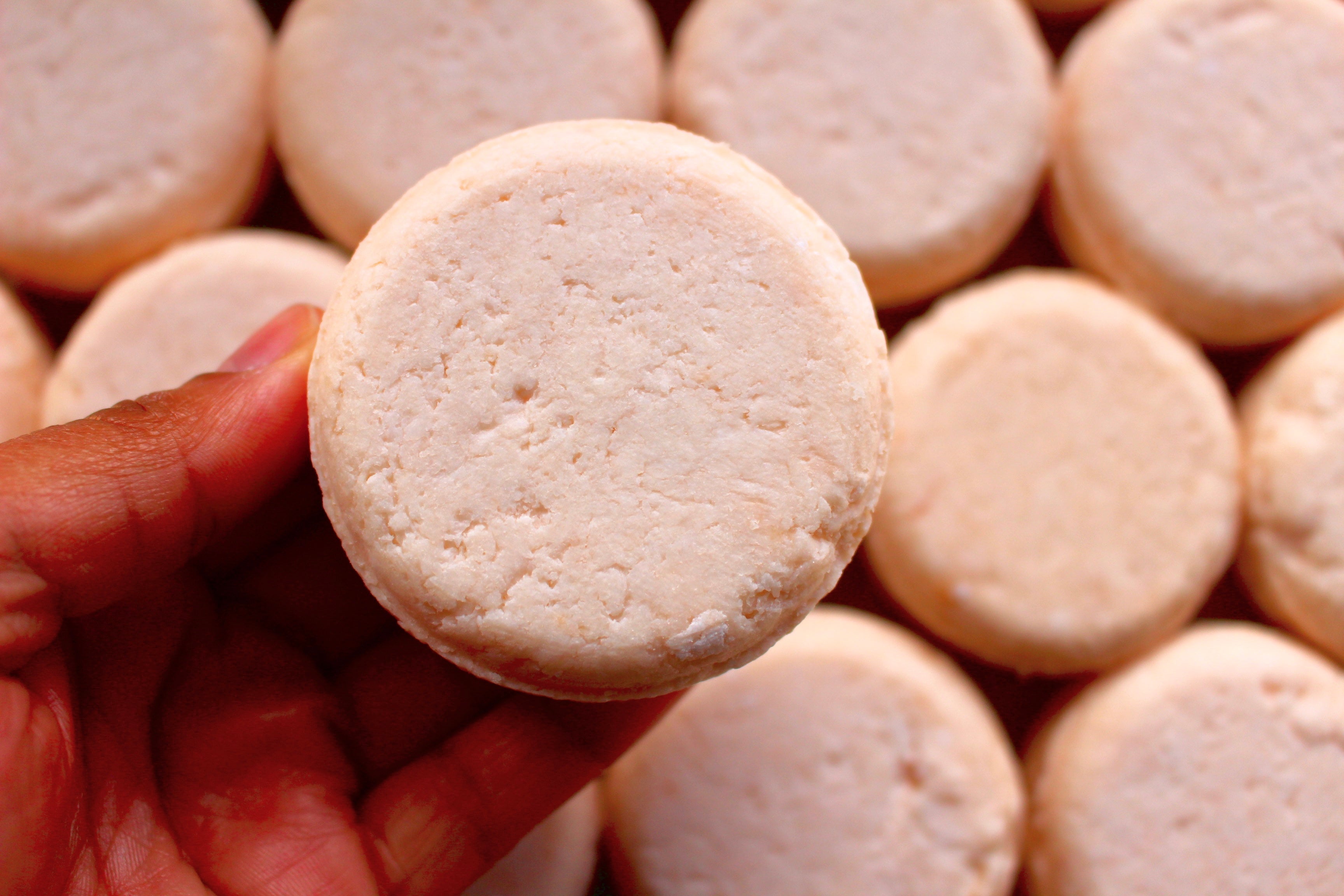 The Earthly Alternative oat, milk, and honey shampoo bar showing a natural soap bar with oat grains and honey accents.