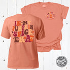 In My Pumpkin Spice Era Comfort Wash Clay Short Sleeve Tee by The Graphic Tee, featuring a casual graphic design on a clay-colored fabric.