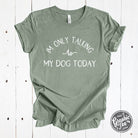 Heather sage short sleeve graphic tee featuring the phrase "I'm Only Talking to My Dog Today" by The Graphic Tee.