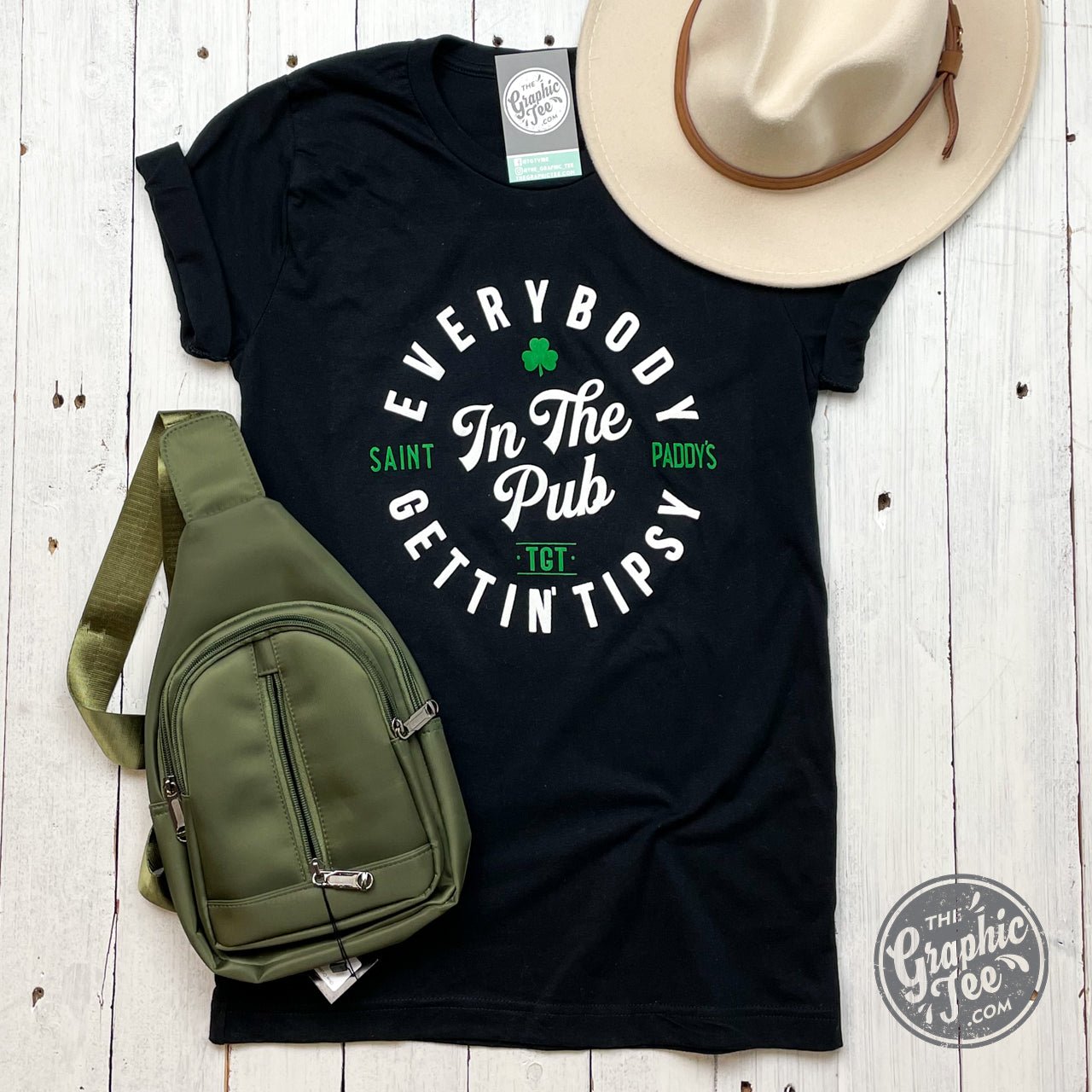 Everybody in the Pub Gettin' Tipsy SS Graphic Tee by The Graphic Tee, featuring a fun pub scene on a casual t-shirt