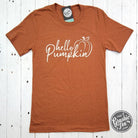 Hello Pumpkin short sleeve graphic tee by The Graphic Tee, featuring a festive pumpkin design on a casual cotton shirt.