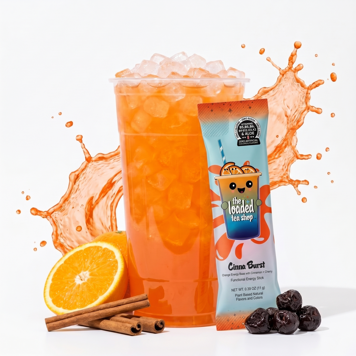 Single Cinna Burst from The Loaded Tea Shop featuring a cinnamon-flavored beverage with whipped cream topping.