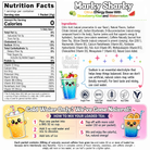 Close-up of the nutrition label for Marky Sharky singles by The Loaded Tea Shop, showing detailed nutritional information.