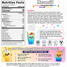 Close-up of a nutritional label for The Loaded Tea Shop Mermaid Singles drink, showing ingredients and nutritional information.