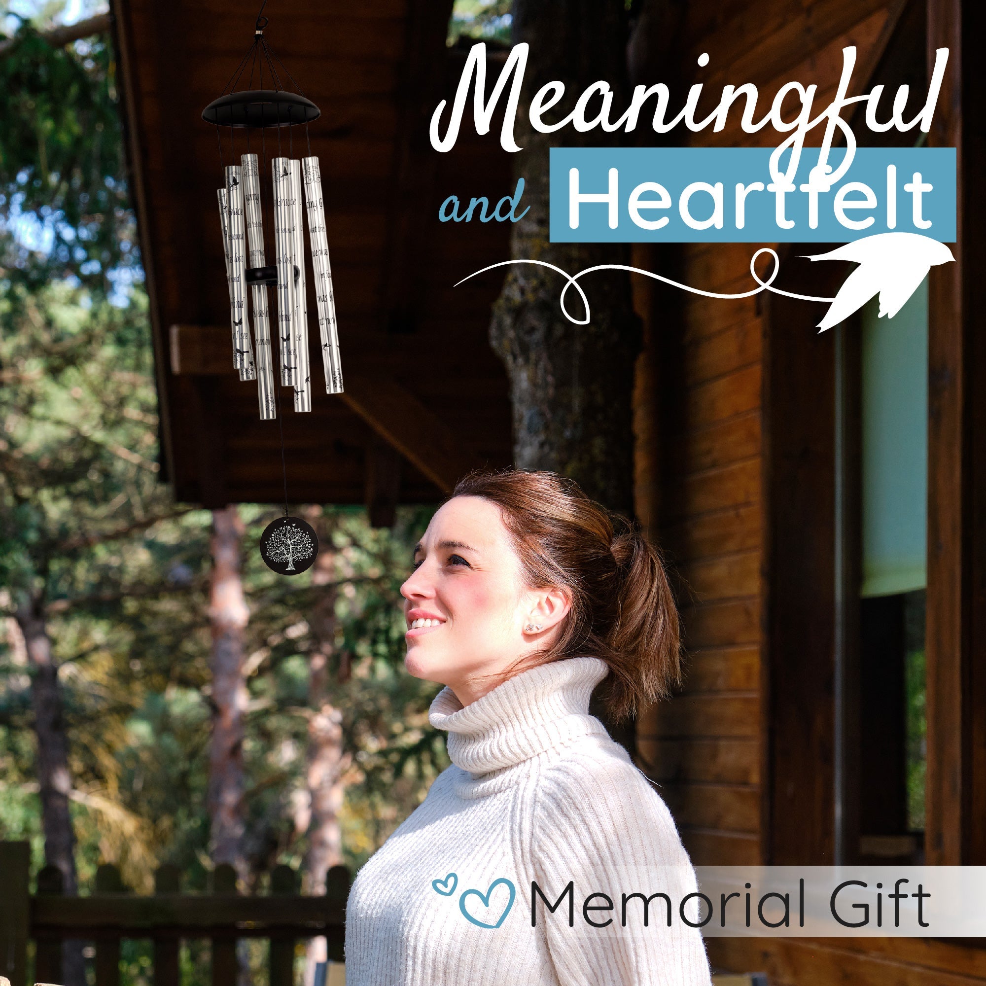 Serenity Memorial Wind Chimes from The Wind Chime Co, 40-inch gift bundle with Grace Scripture, ideal for memorials and special occasions.