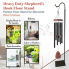 Heavy-duty 60-inch adjustable shepherd's hook floor stand for patio or garden, ideal for hanging wind chimes or garden decor.