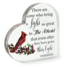 Acrylic cardinal bird memorial heart inside a gift box, featuring a heartfelt keepsake from The Wind Chime Co.
