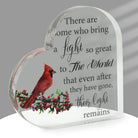 Acrylic cardinal bird memorial heart in a gift box, featuring a heartfelt keepsake from The Wind Chime Co.