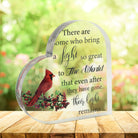 Acrylic cardinal bird memorial heart in a gift box from The Wind Chime Co, with a heartfelt keepsake and elegant packaging.