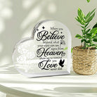 Acrylic dandelion wind chime in a gift box, memorial heart with wind design, by The Wind Chime Co, displayed in a gift box.