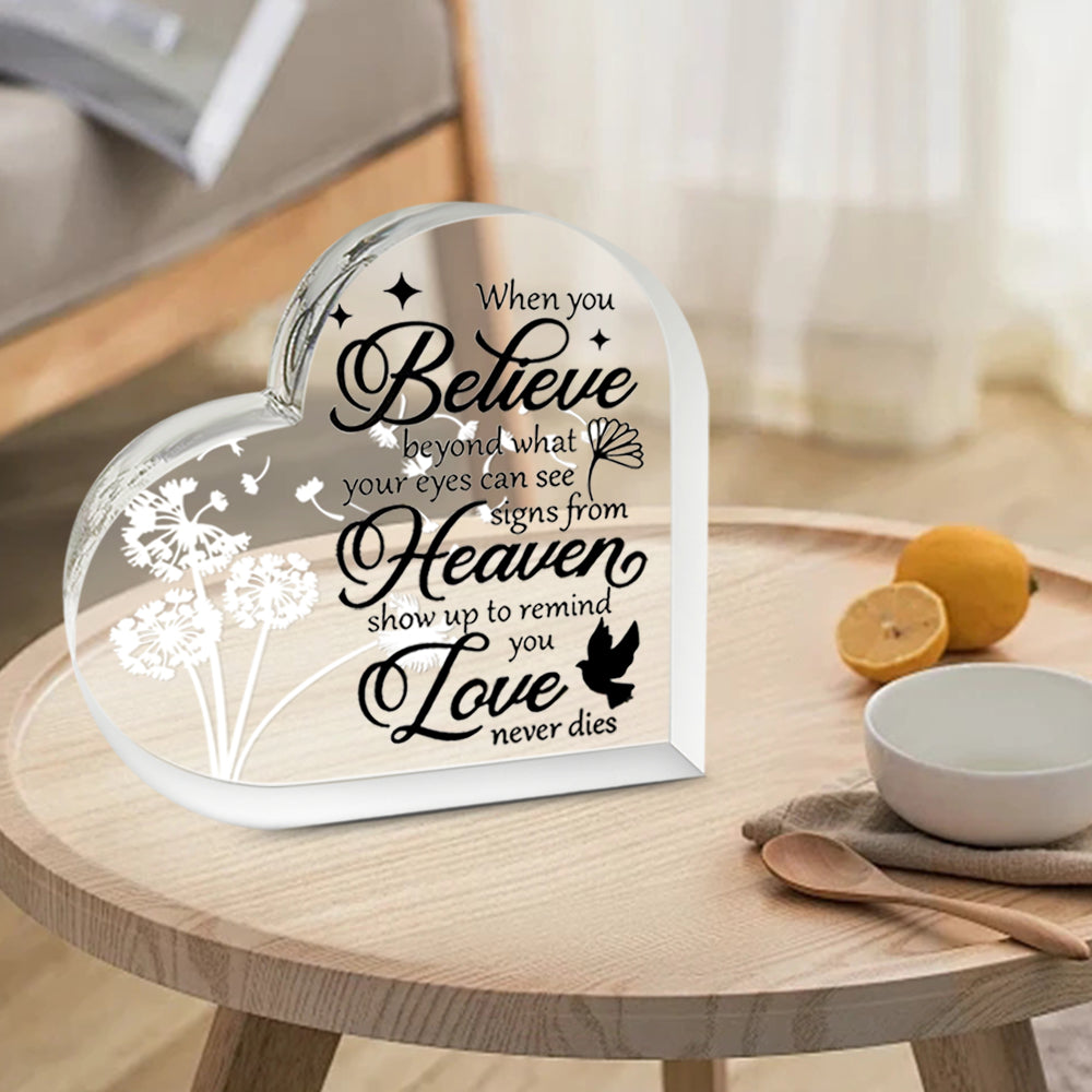 Acrylic dandelion wind chime in a gift box, memorial heart with delicate dandelion design from The Wind Chime Co.