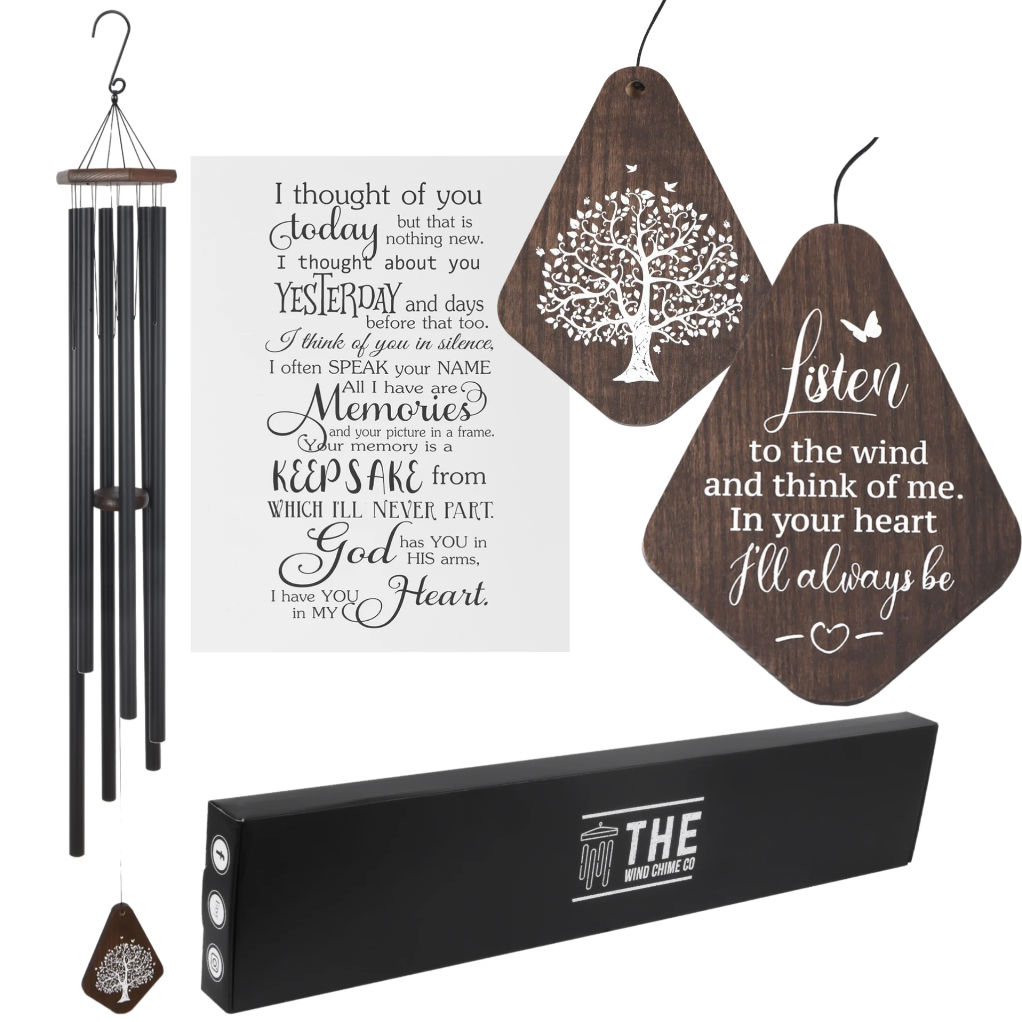Large deep tone wind chime by The Wind Chime Co featuring church bells, 55-inch memorial serenity design, perfect for reflection or special occasions.