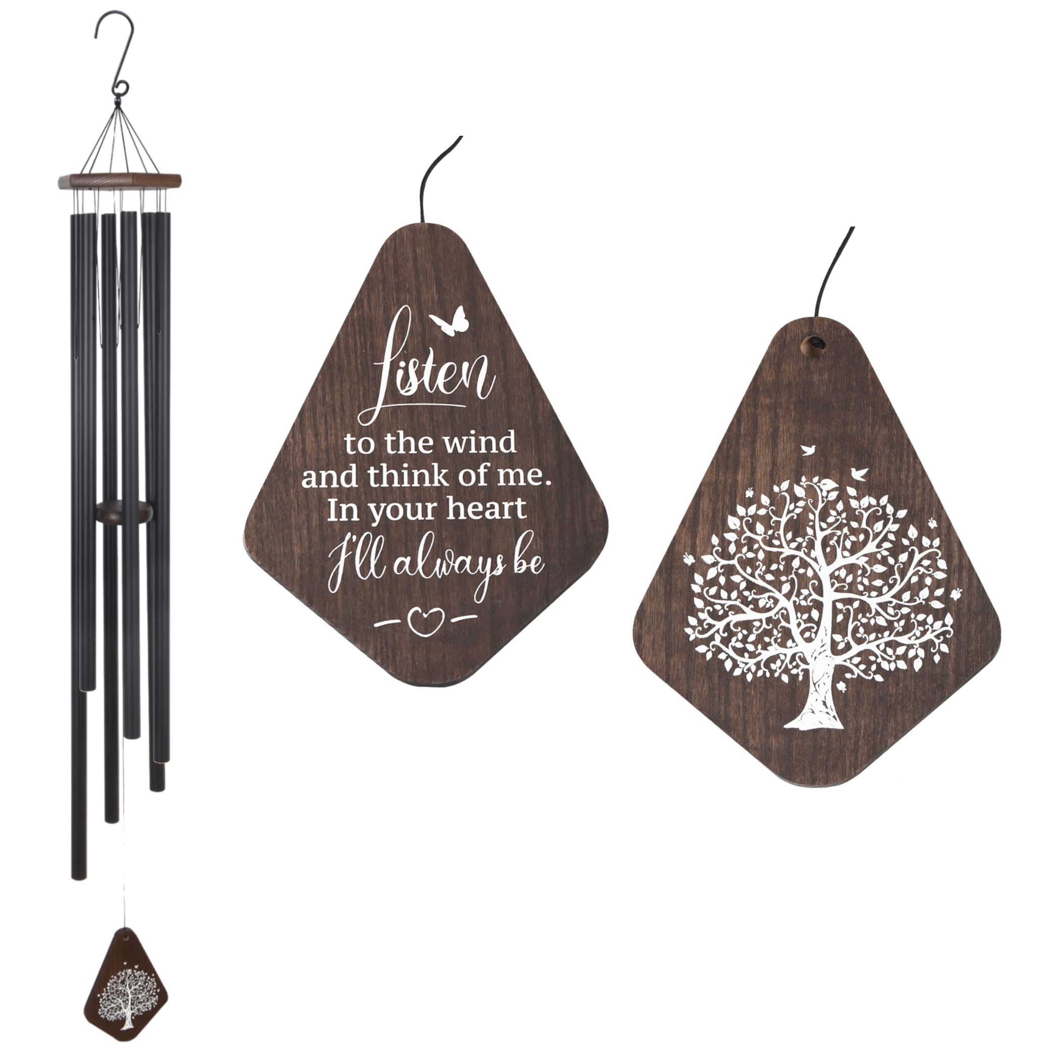 Memorial Serenity large deep-tone wind chime with church bells by The Wind Chime Co, 55 inches tall, ideal for reflection or special occasions.