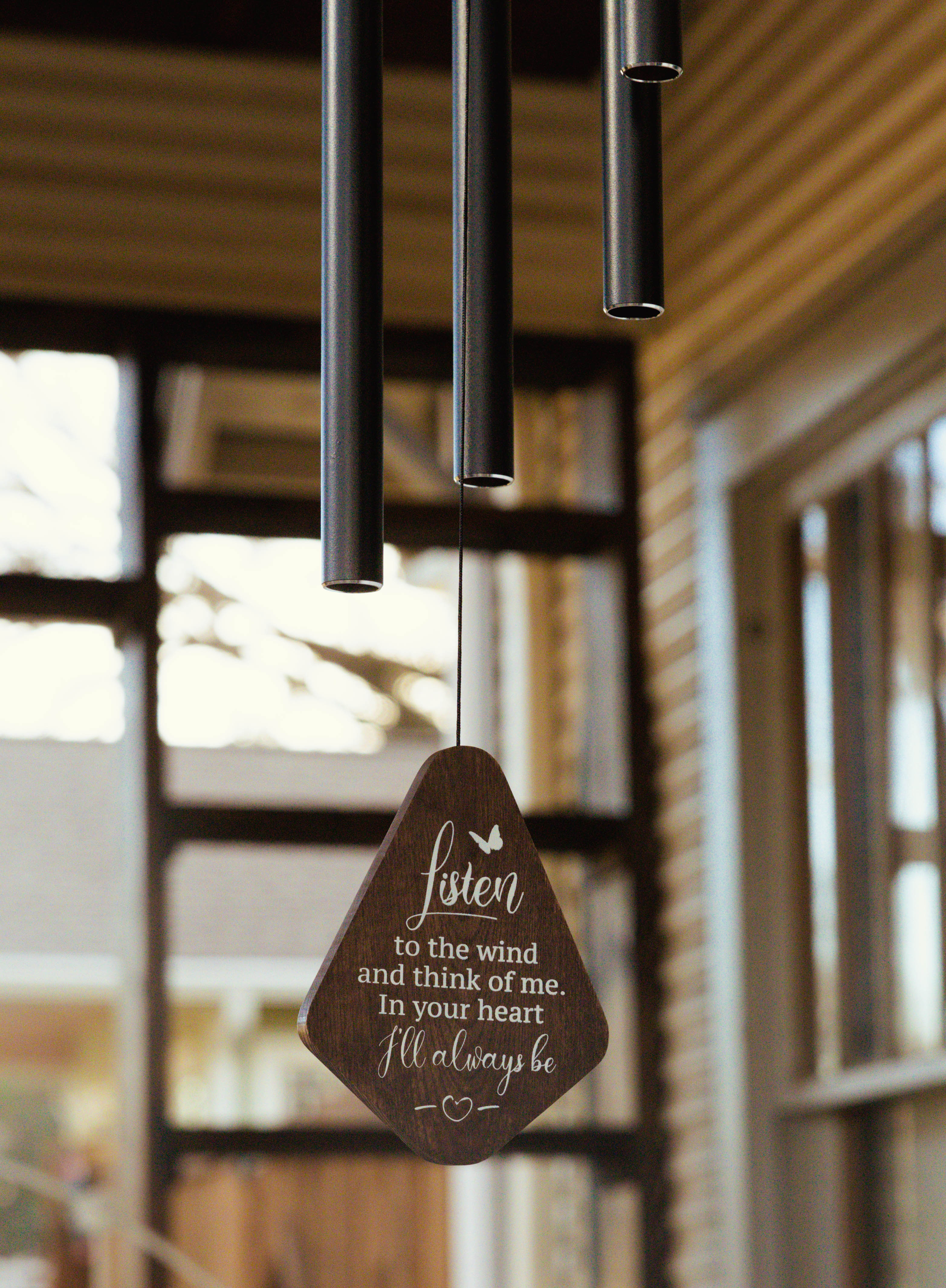 Large deep tone Memorial Serenity wind chime by The Wind Chime Co, featuring church bell sounds, 55-inch length, ideal for reflection or remembrance.