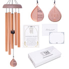 Rose gold memorial wind chime from Whispering Hearts™ collection by The Wind Chime Co, 28 inches tall with heart-shaped accents.