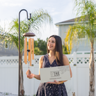 Rose gold Memorial Wind Chime from Whispering Hearts™ Collection by The Wind Chime Co, 28-inch outdoor decorative hanging chime