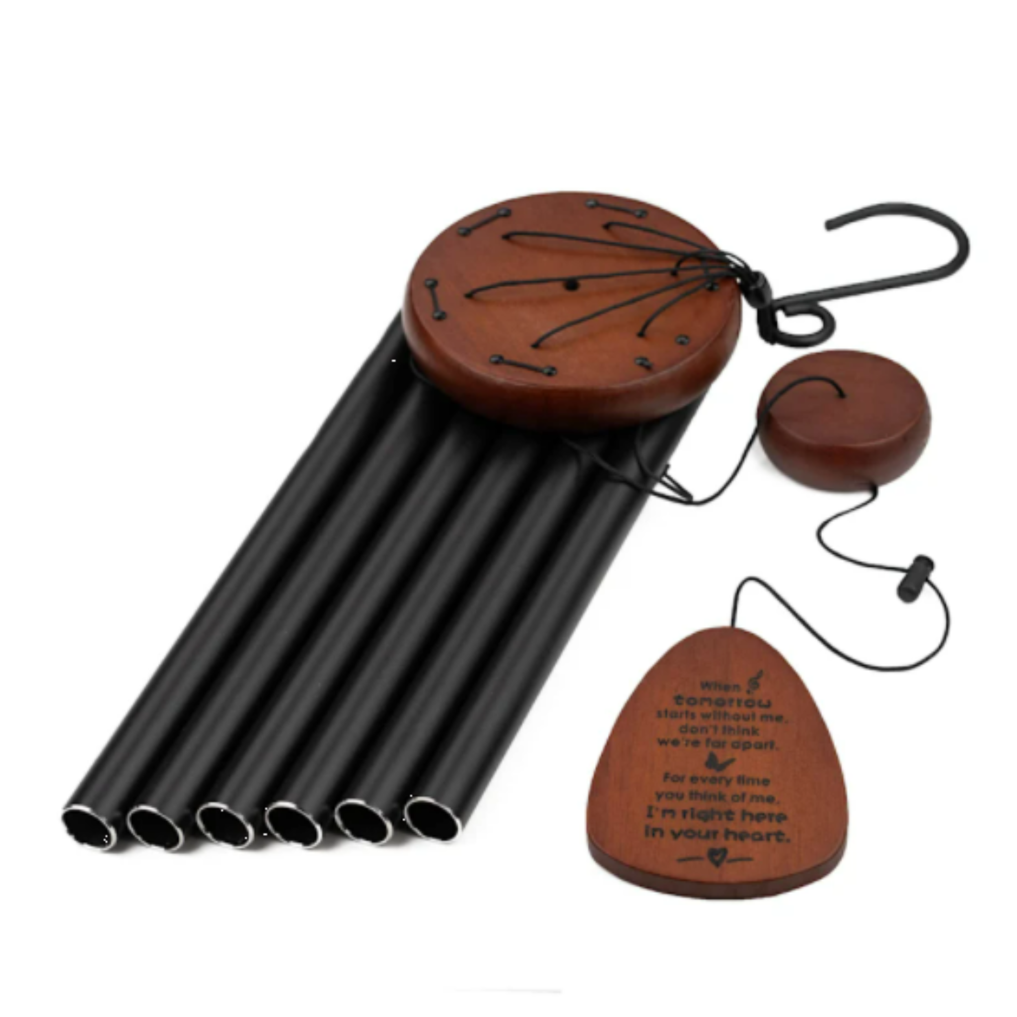 Serenity Memorial Wind Chimes gift bundle with memorial heart, 32-inch outdoor garden decor by The Wind Chime Co.