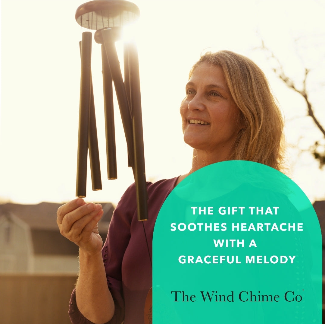 Serenity Memorial Wind Chimes gift bundle with memorial heart, 32-inch outdoor home and garden decor by The Wind Chime Co.