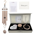 Platinum Rose Memorial Wind Chime from Whispering Hearts™ Collection by The Wind Chime Co, personalized, 30-inch outdoor gift bundle.
