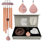 Rose gold Memorial Wind Chimes from Whispering Hearts™ Collection by The Wind Chime Co, 28-inch gift bundle with memorial heart included.