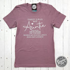 They Call Me Auntie short sleeve graphic tee by The Graphic Tee, featuring casual fit and playful design on a white cotton shirt.