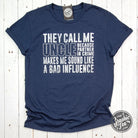 Gray They Call Me Uncle short sleeve graphic T-shirt by The Graphic Tee, featuring a casual fit and bold printed design.