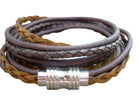 Leather men's bracelet with stainless steel magnetic clasp, wrap style, suitable for women and men, stylish jewelry for Fathers Day.