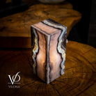 Vilona Onyx Razzberry Rosa Onyx desk lamp with vibrant pink and orange hues, modern design, and smooth finish.