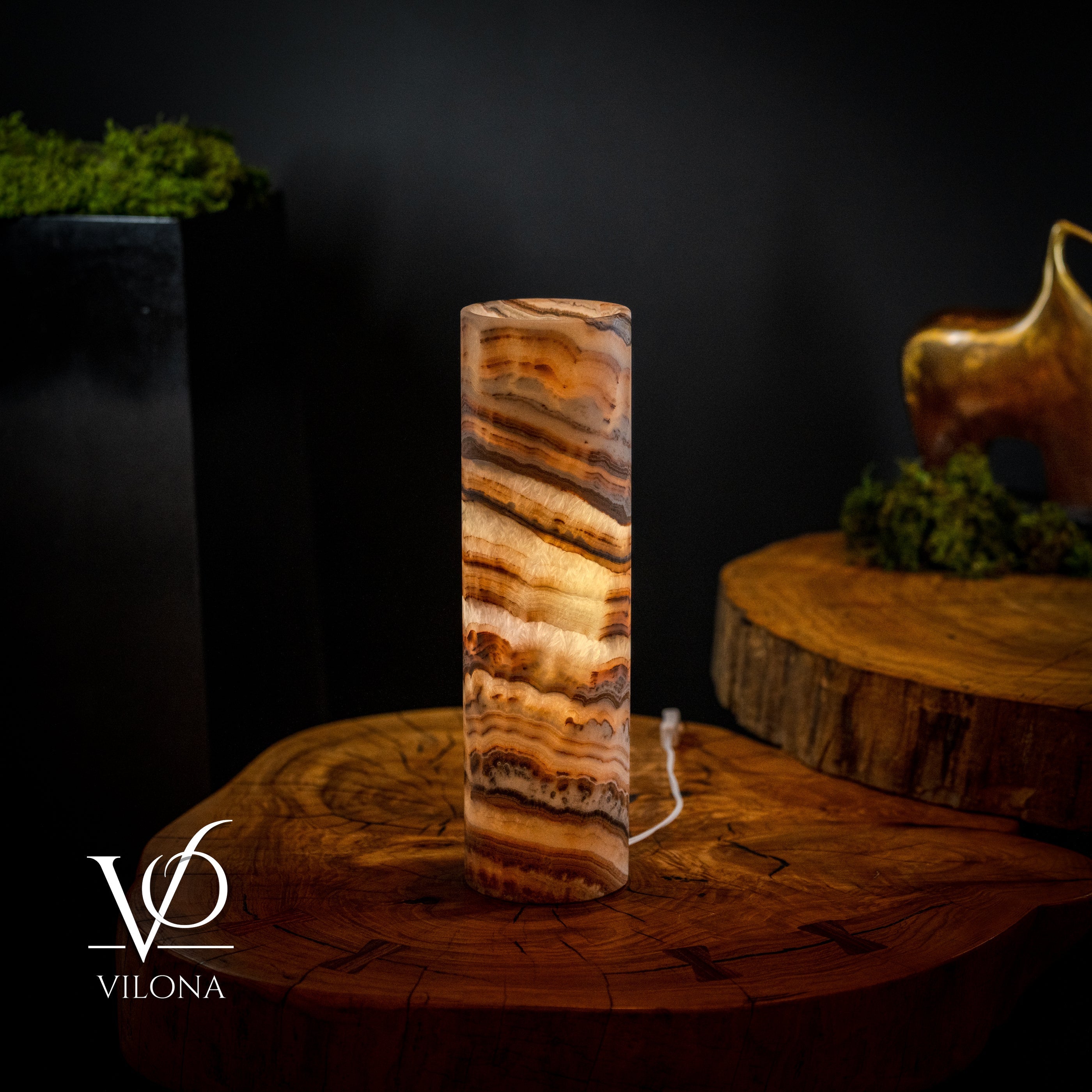 Vilona Onyx Sahara Crystal Onyx Desk Lamp with sleek black base and crystal accent, ideal for modern home or office lighting.