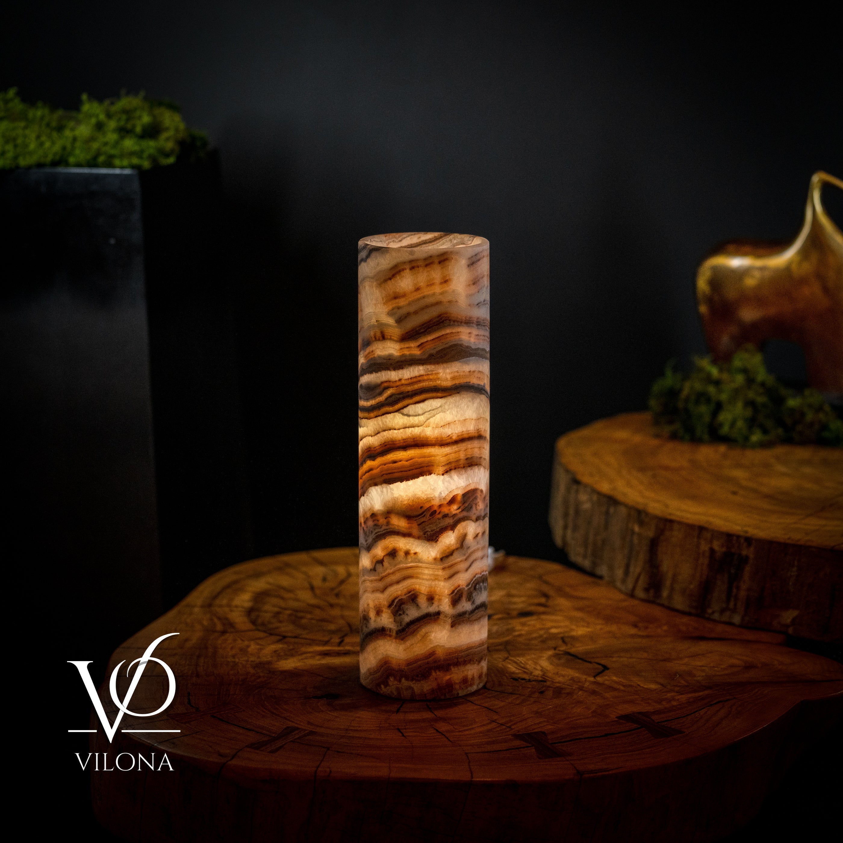 Vilona Onyx Sahara Crystal Onyx Desk Lamp with elegant black and gold finish, ideal for modern home or office decor.