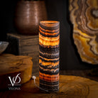 Vilona Onyx Tangerine Crystal desk lamp with onyx base and vibrant tangerine crystal accents, stylish and decorative lighting.