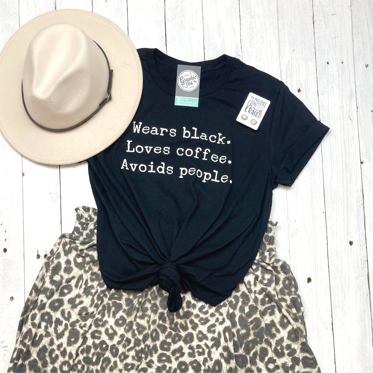Black unisex short sleeve graphic tee featuring a coffee lover design, from The Graphic Tee, with a relaxed fit and casual style.