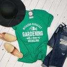 Short-sleeve graphic tee from The Graphic Tee featuring a weekend forecast with gardening and drinking illustrations.
