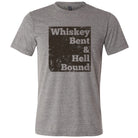 Grey unisex graphic T-shirt featuring Whiskey Bent and Hell Bound design from The Graphic Tee collection.