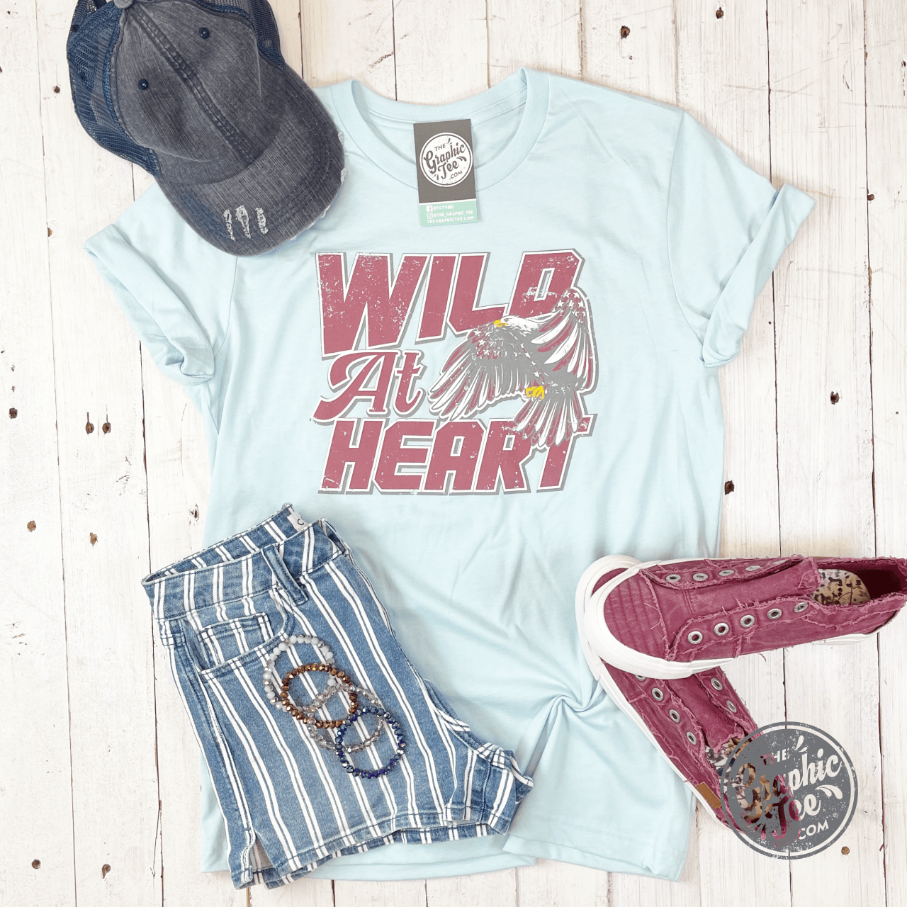Wild At Heart crew neck graphic t-shirt by The Graphic Tee, featuring a bold wild animal design on soft cotton fabric.