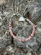 Sterling silver Desert Sunset shell heishi bead bracelet by Wild Junkie featuring natural beach-inspired design.