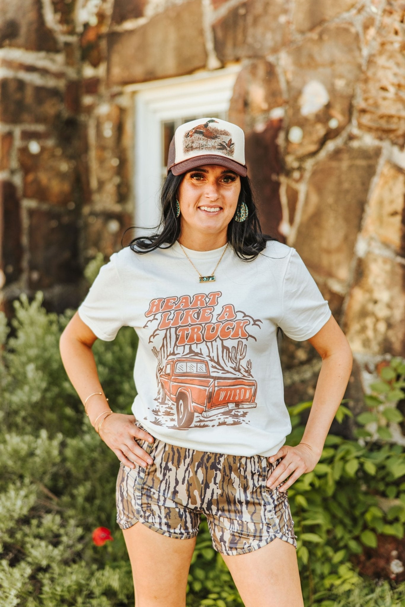 Coral Heart Like A Truck graphic tee by Wild Junkie featuring a truck-shaped heart design on soft cotton fabric