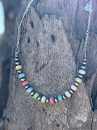 Spring pastel opal chain necklace by Wild Junkie featuring soft pastel-colored oval opal beads on a delicate chain.